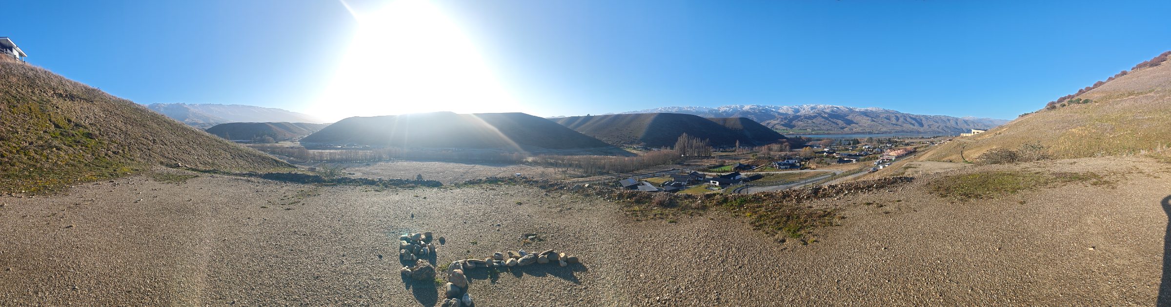 Panoramic view from Lot 14, the Horizon Lot, sweeping down the valley toward the Pisa Range